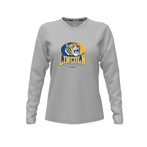 [FTLVCFGY-FYXS-LOGO3] Decker Comfort T-Shirt (Female Youth XS, Gray, V Neck, Logo 3, Long Sleeve)