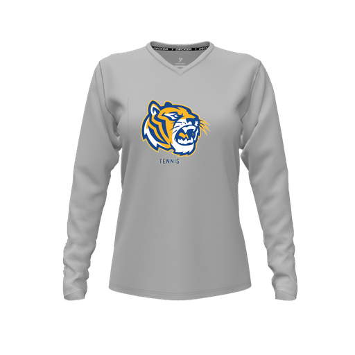 [FTLVPTGY-FYXS-LOGO2] Decker Performance T-Shirt (Female Youth XS, Gray, V Neck, Logo 2, Long Sleeve)