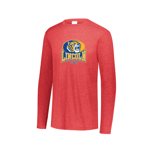[FTLCUBRD-AXS-LOGO3] Decker Men's Tri-Blend T-Shirt - Long Sleeve (Adult XS, Red, Logo 3)
