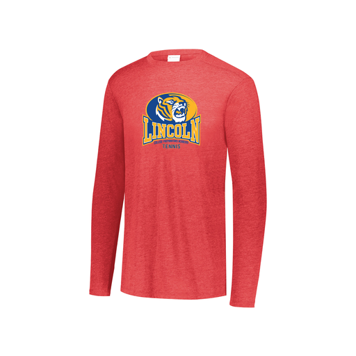 [FTLCUBRD-YS-LOGO3] Decker Youth Tri-Blend T-Shirt - Long Sleeve (Youth S, Red, Logo 3)